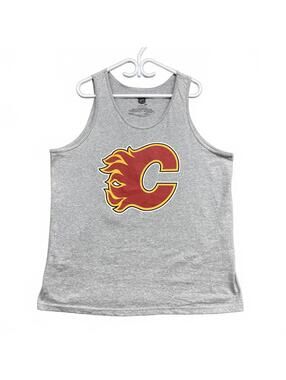 Calgary Flames NHL Grey Tank Top XL Official Licensed Logo Sleeveless Shirt